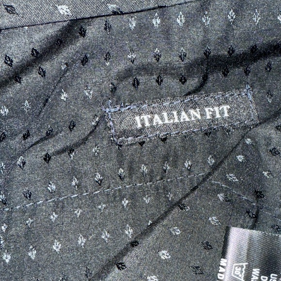 NWT Cliff-in "Italian Fit" Men’s Trousers - Dark Blue Grid Pattern - Sz 34 - Picture 8 of 15